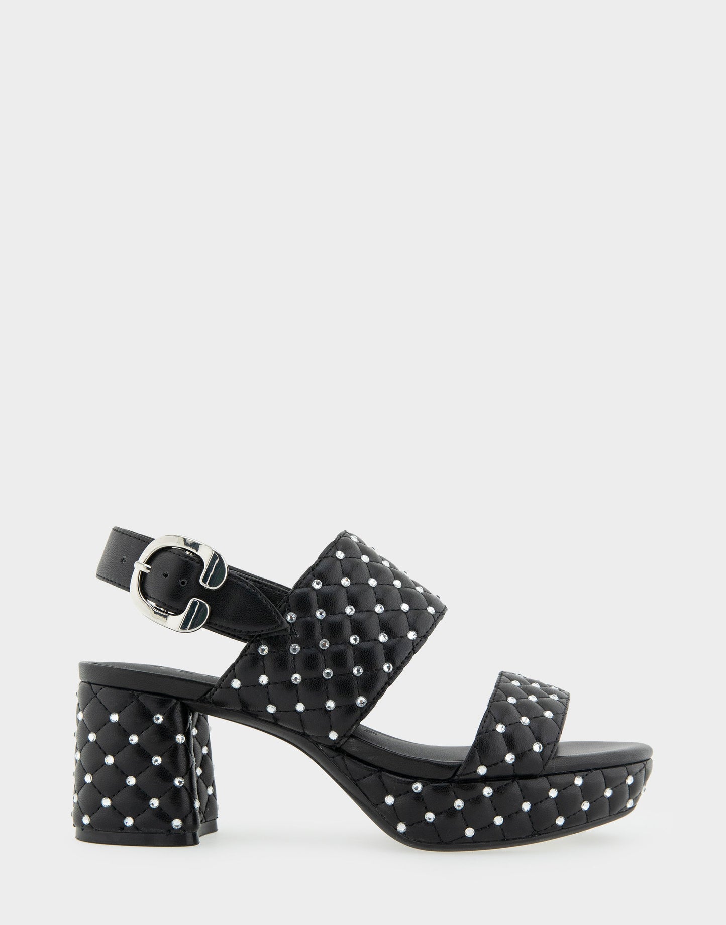 Aerosoles Platform Sandal in Black Quilted With Crystals