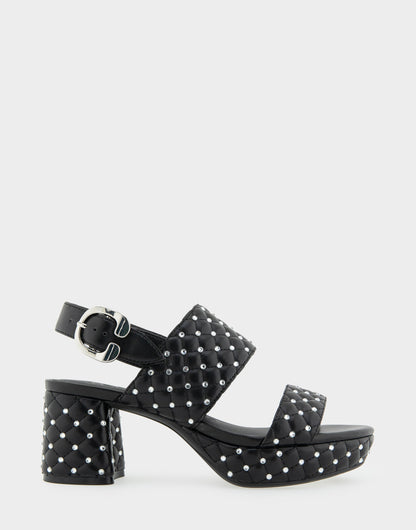 Aerosoles Platform Sandal in Black Quilted With Crystals