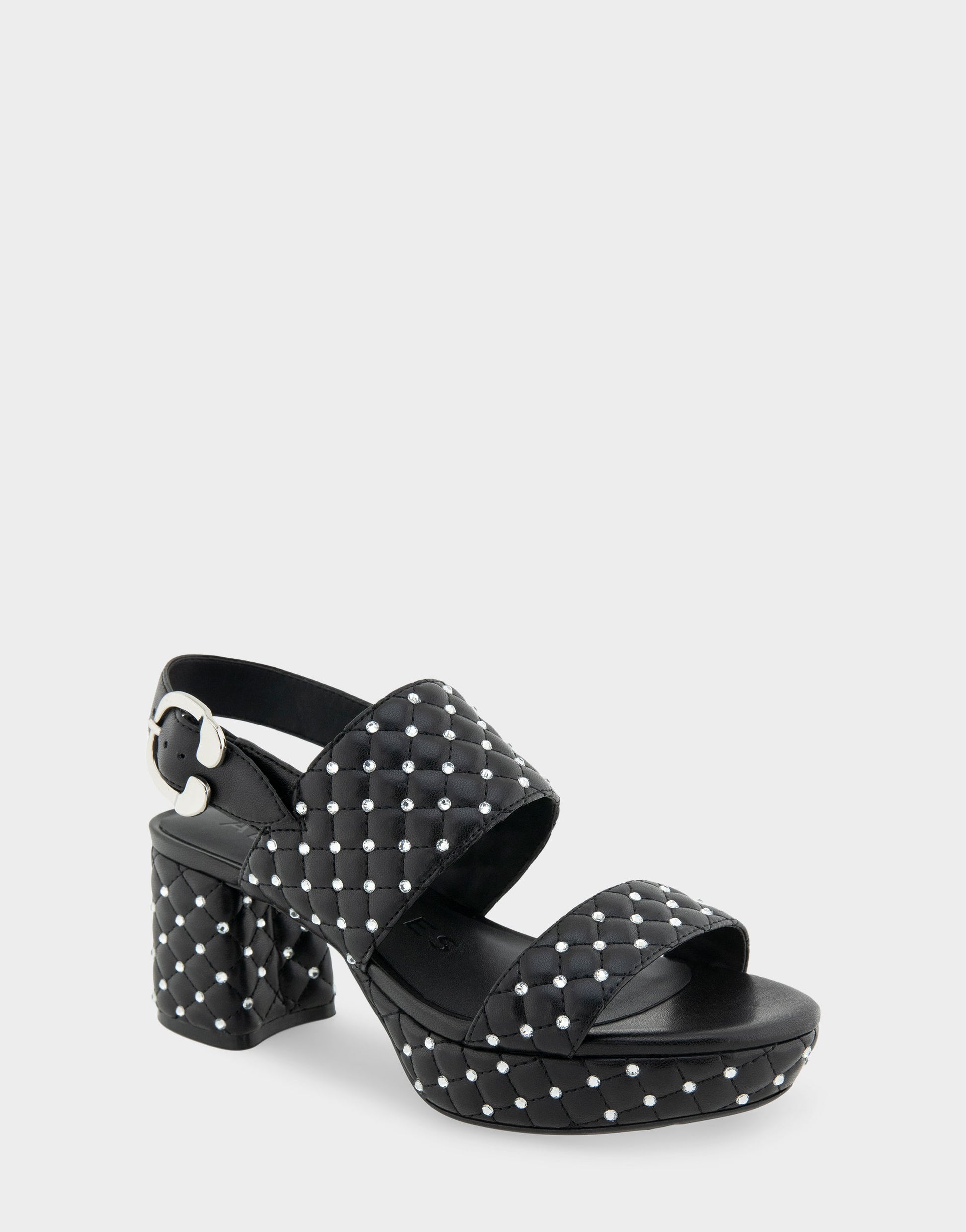Aerosoles Platform Sandal in Black Quilted With Crystals