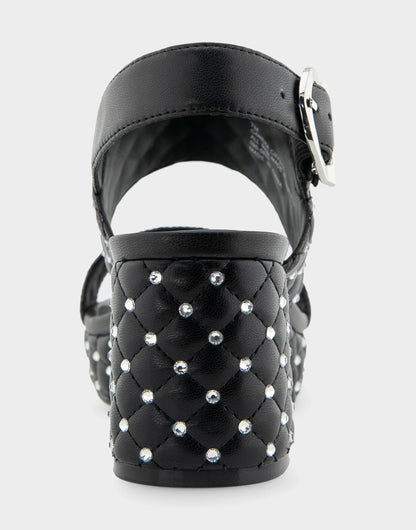 Aerosoles Platform Sandal in Black Quilted With Crystals
