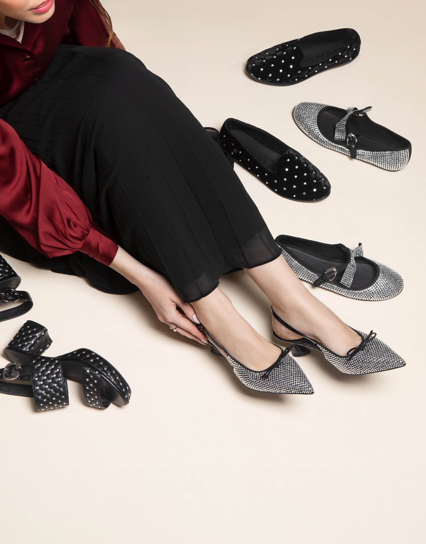 Aerosoles Platform Sandal in Black Quilted With Crystals
