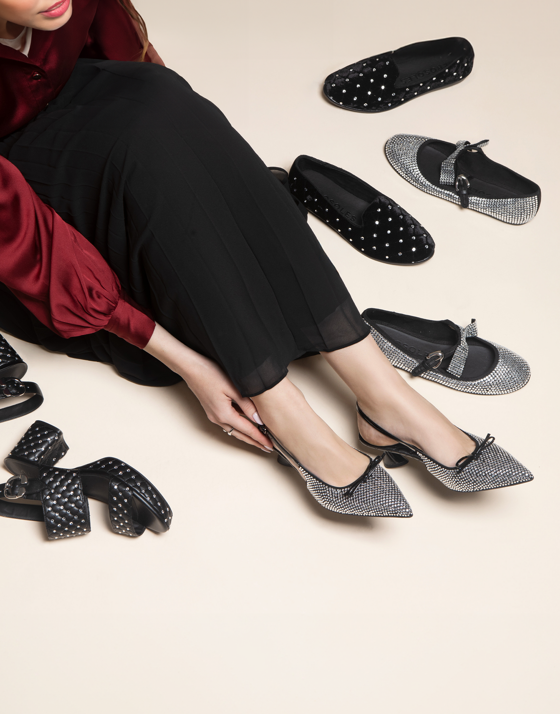 Aerosoles Platform Sandal in Black Quilted With Crystals