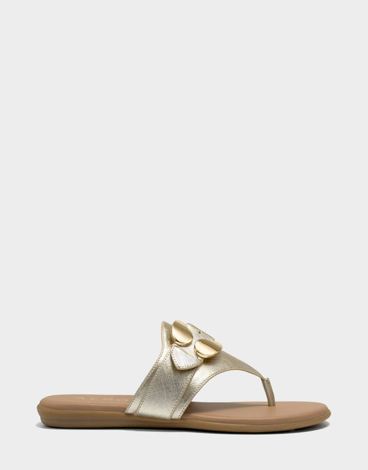 Aerosoles Flat Sandal in Metallic Saffiano