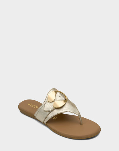 Aerosoles Flat Sandal in Metallic Saffiano
