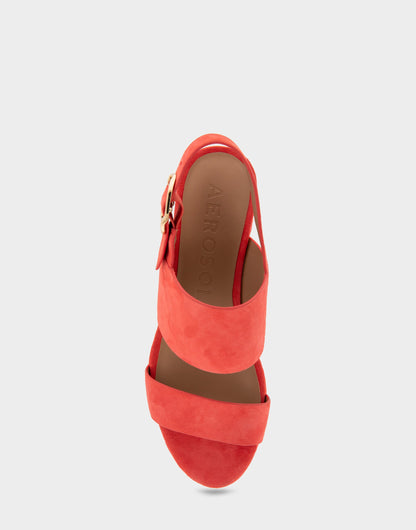 Aerosoles Platform Sandals in Coral Suede