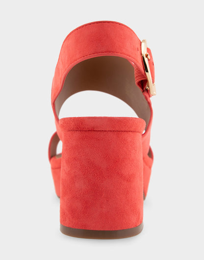 Aerosoles Platform Sandals in Coral Suede