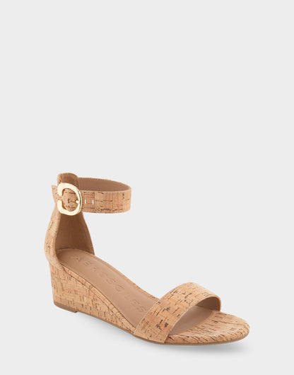Aerosoles Ankle Strap Mid Wedge Sandal in Cork