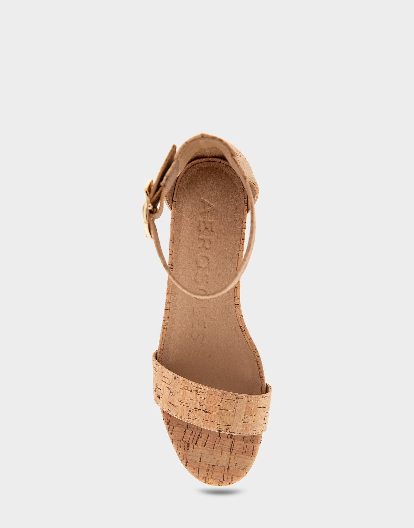 Aerosoles Ankle Strap Mid Wedge Sandal in Cork