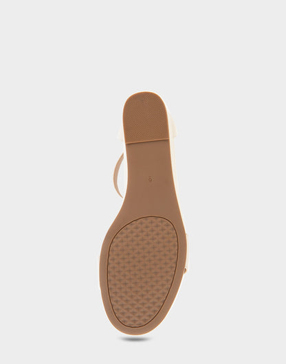 Aerosoles Ankle Strap Mid Wedge Sandal in Eggnog Faux Leather
