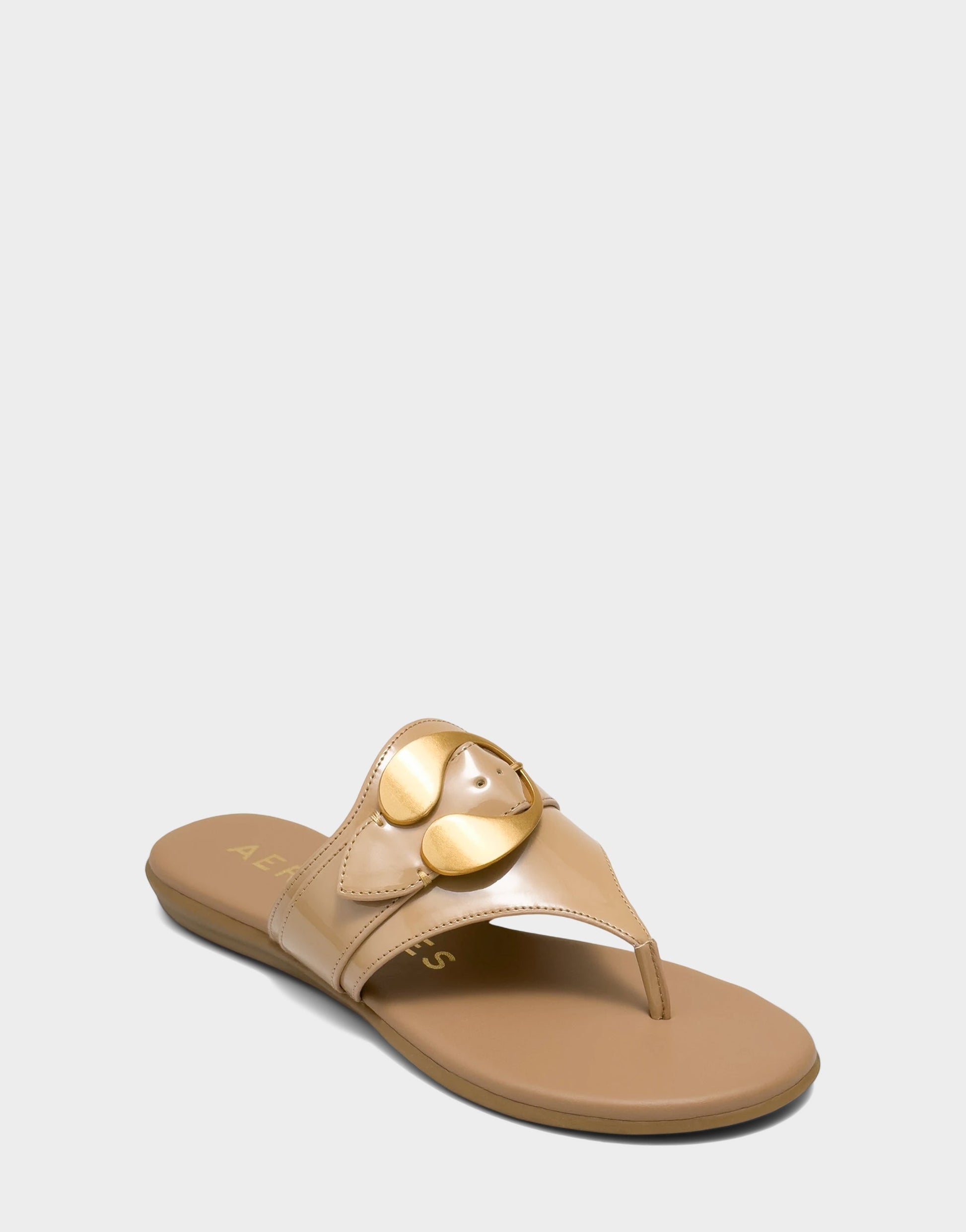 Aerosoles Flat Sandal in Natural Patent