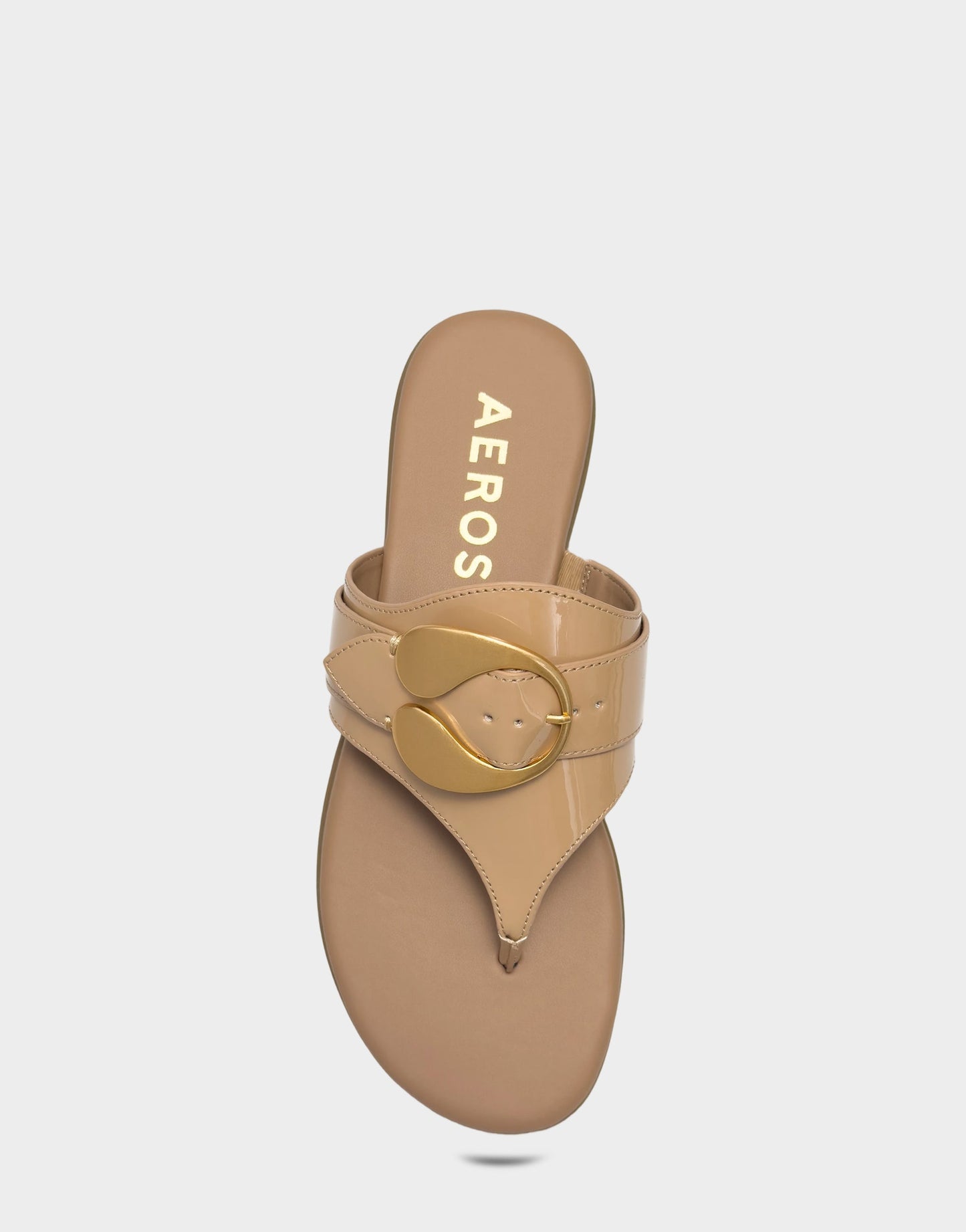 Aerosoles Flat Sandal in Natural Patent