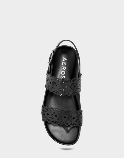 Aerosoles Footbed Sandal in Black Perforated