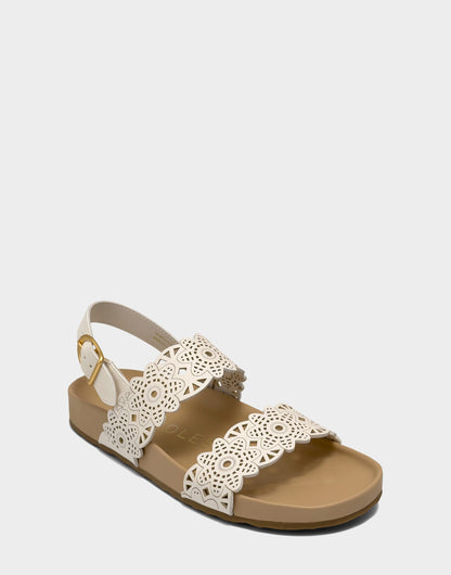 Aerosoles Footbed Sandal in Cream Perforated