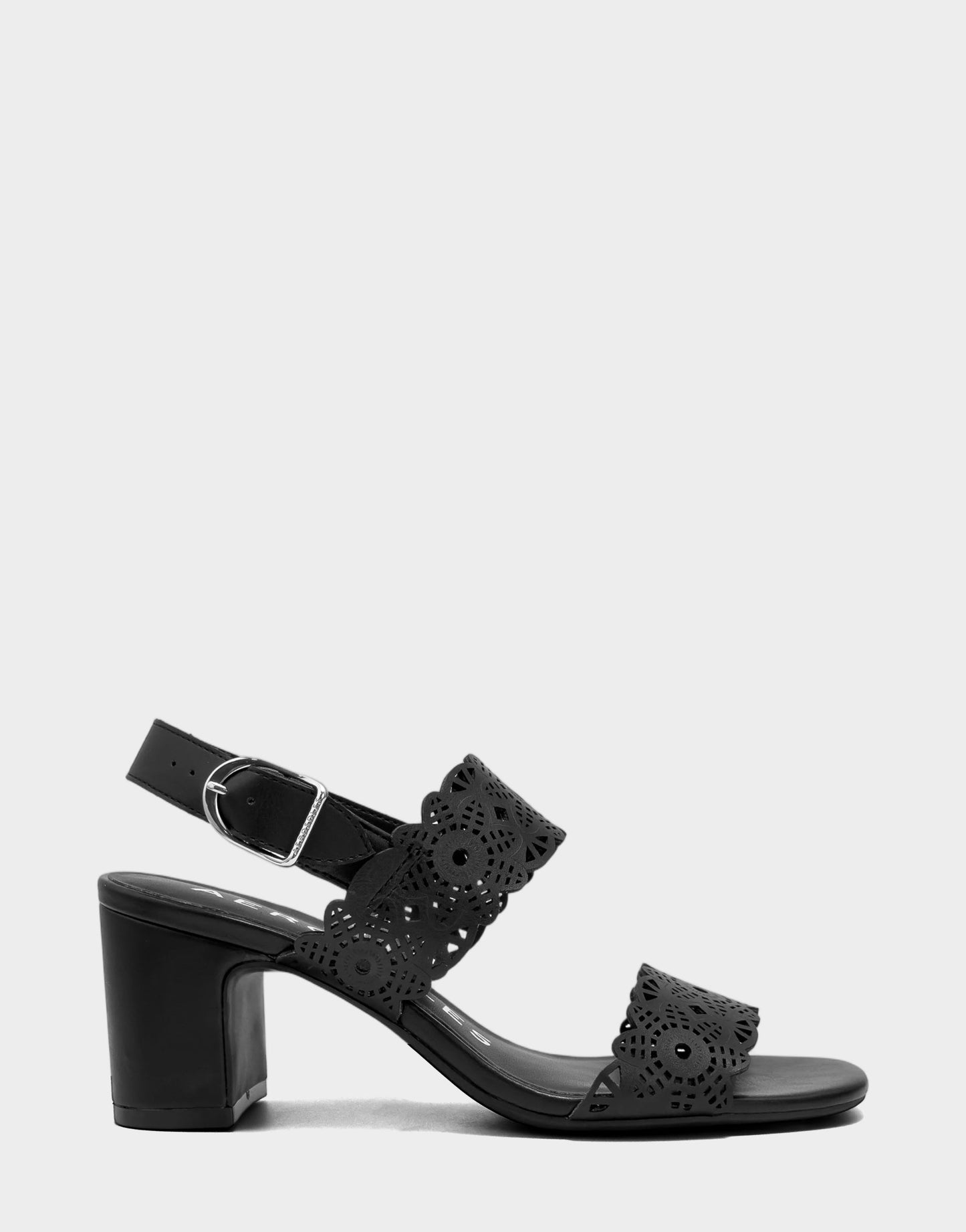 Aerosoles Heeled Sandal in Black Perforated