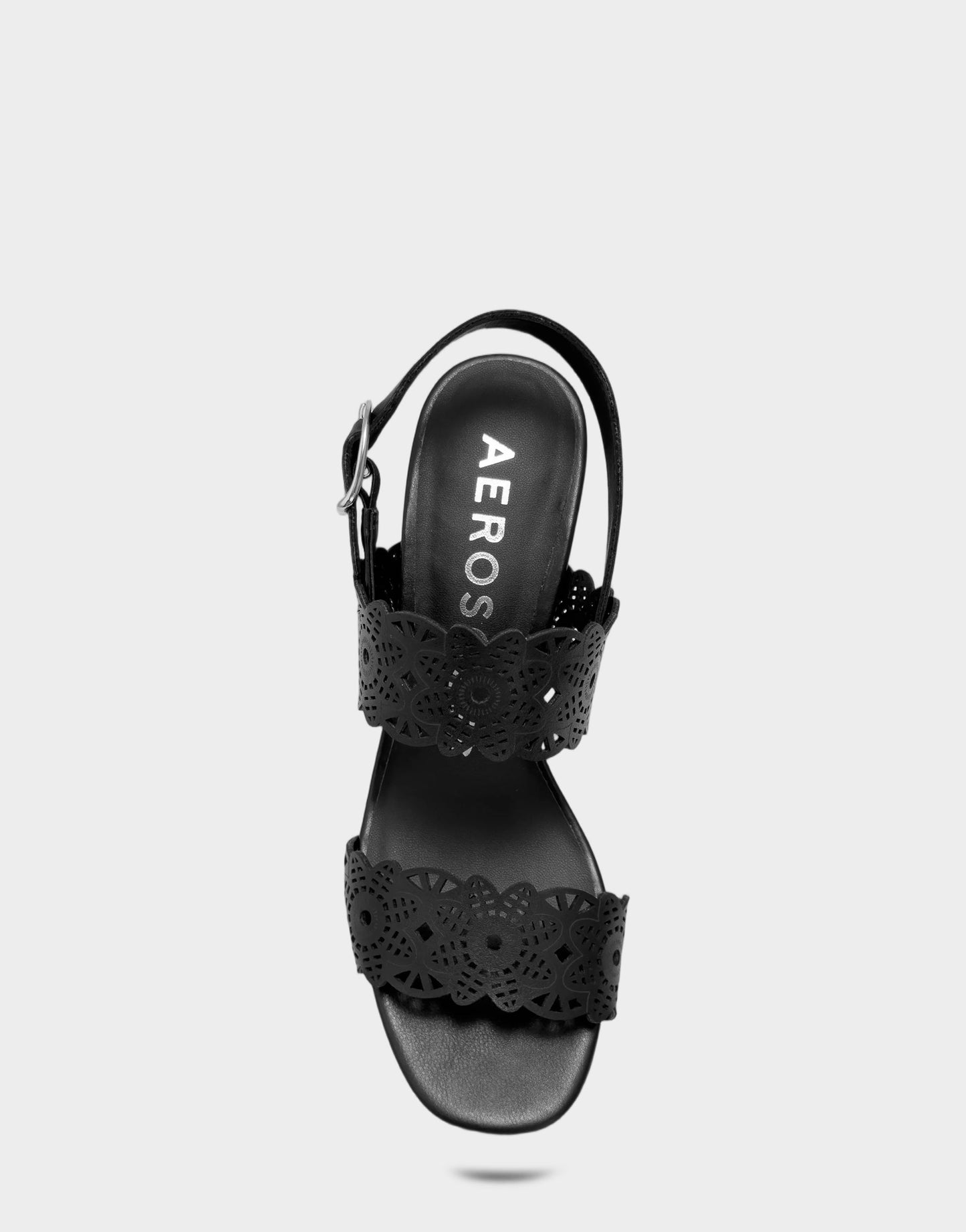 Aerosoles Heeled Sandal in Black Perforated