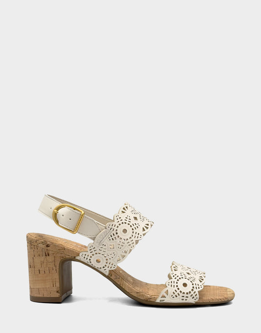 Aerosoles Heeled Sandal in Cream Perforated