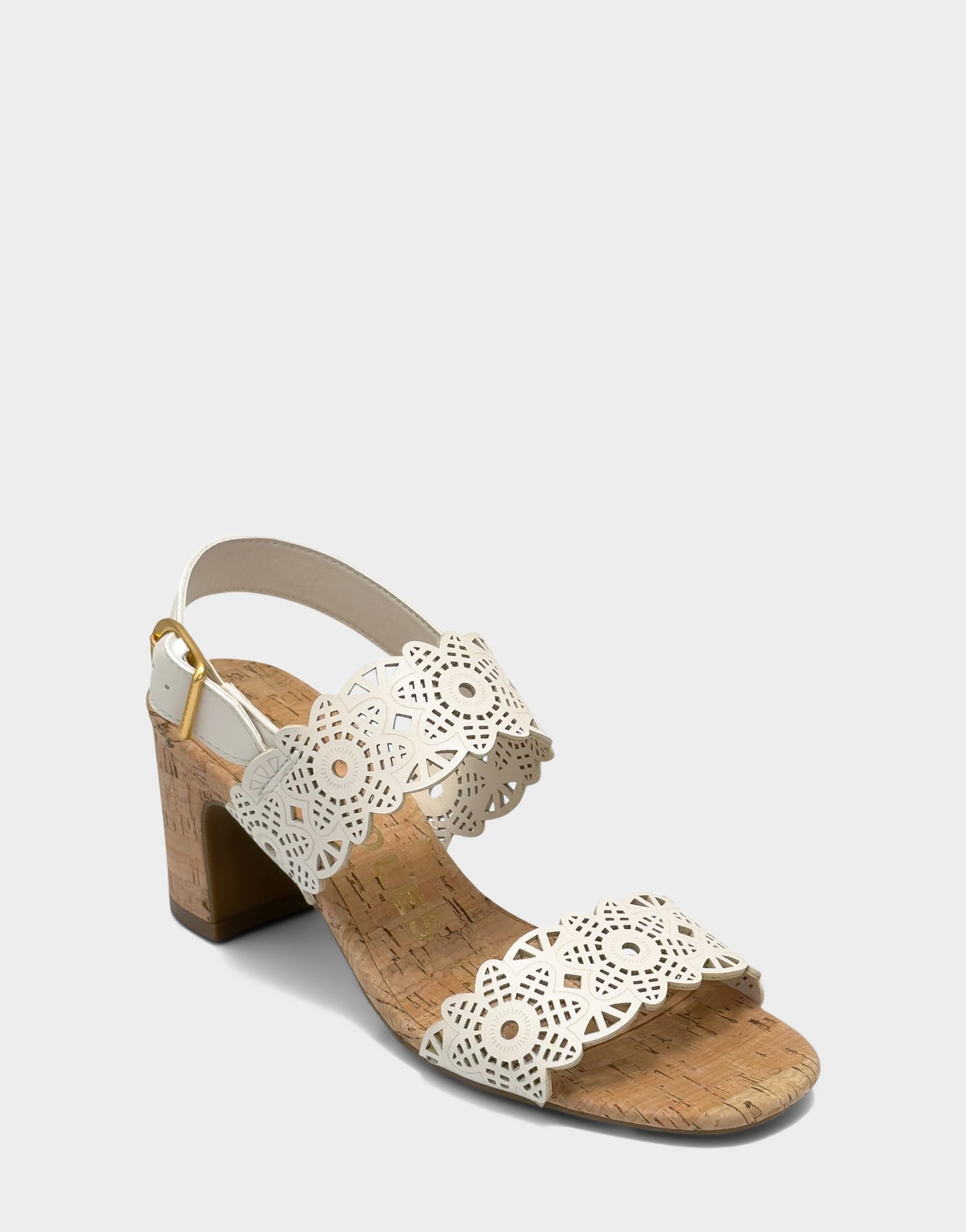 Aerosoles Heeled Sandal in Cream Perforated