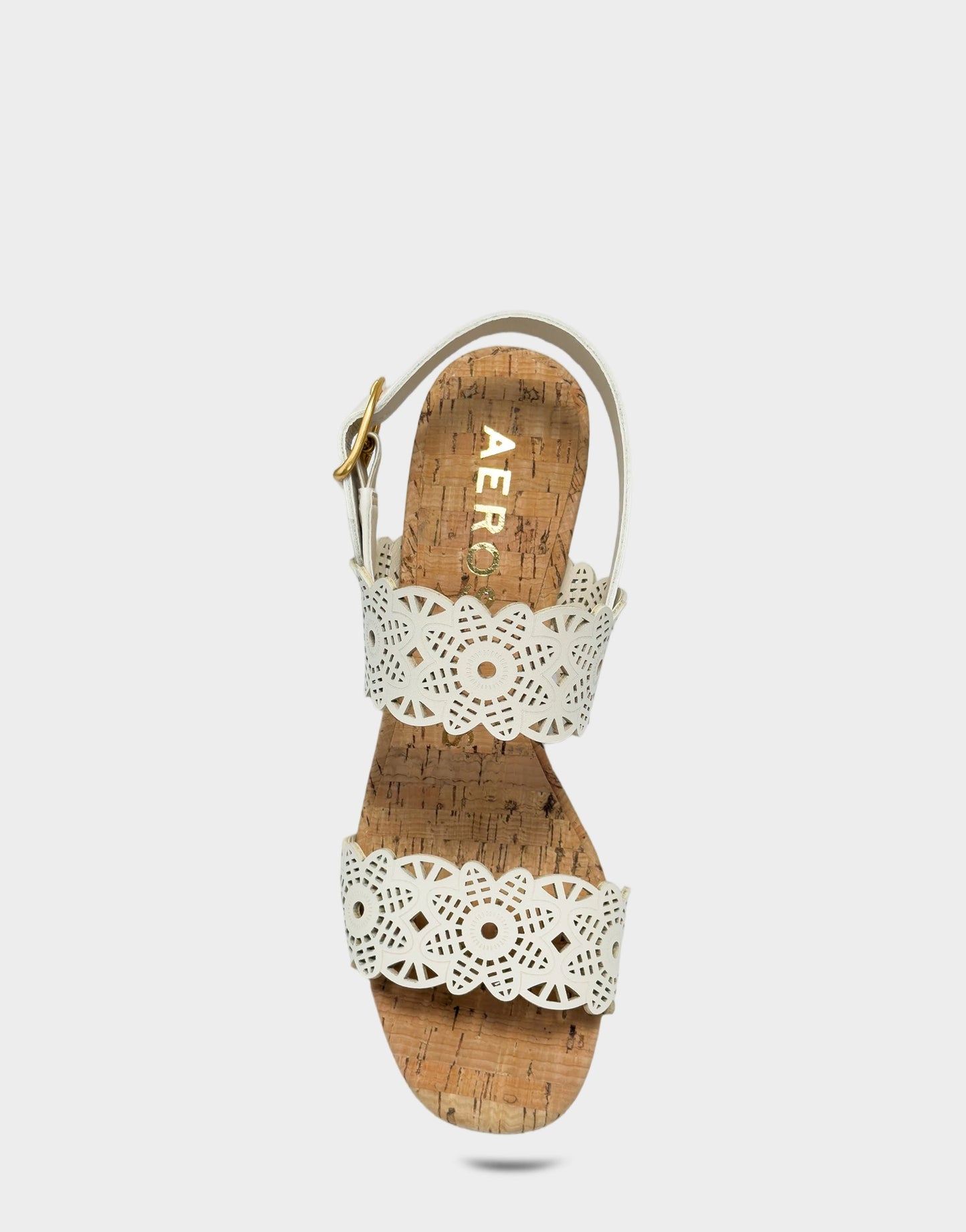 Aerosoles Heeled Sandal in Cream Perforated