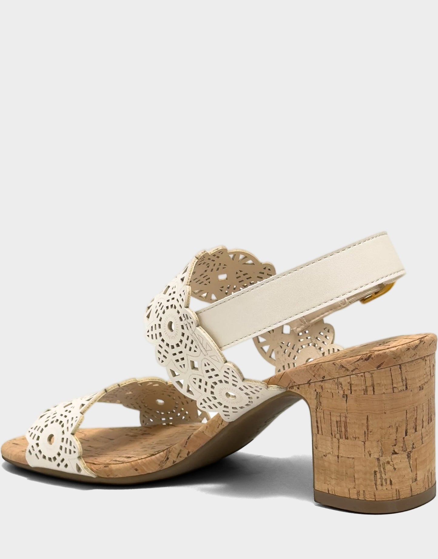 Aerosoles Heeled Sandal in Cream Perforated