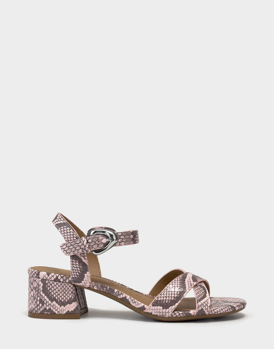 Aerosoles Heeled Sandal in Pink Snake Print