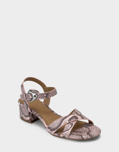 Aerosoles Heeled Sandal in Pink Snake Print