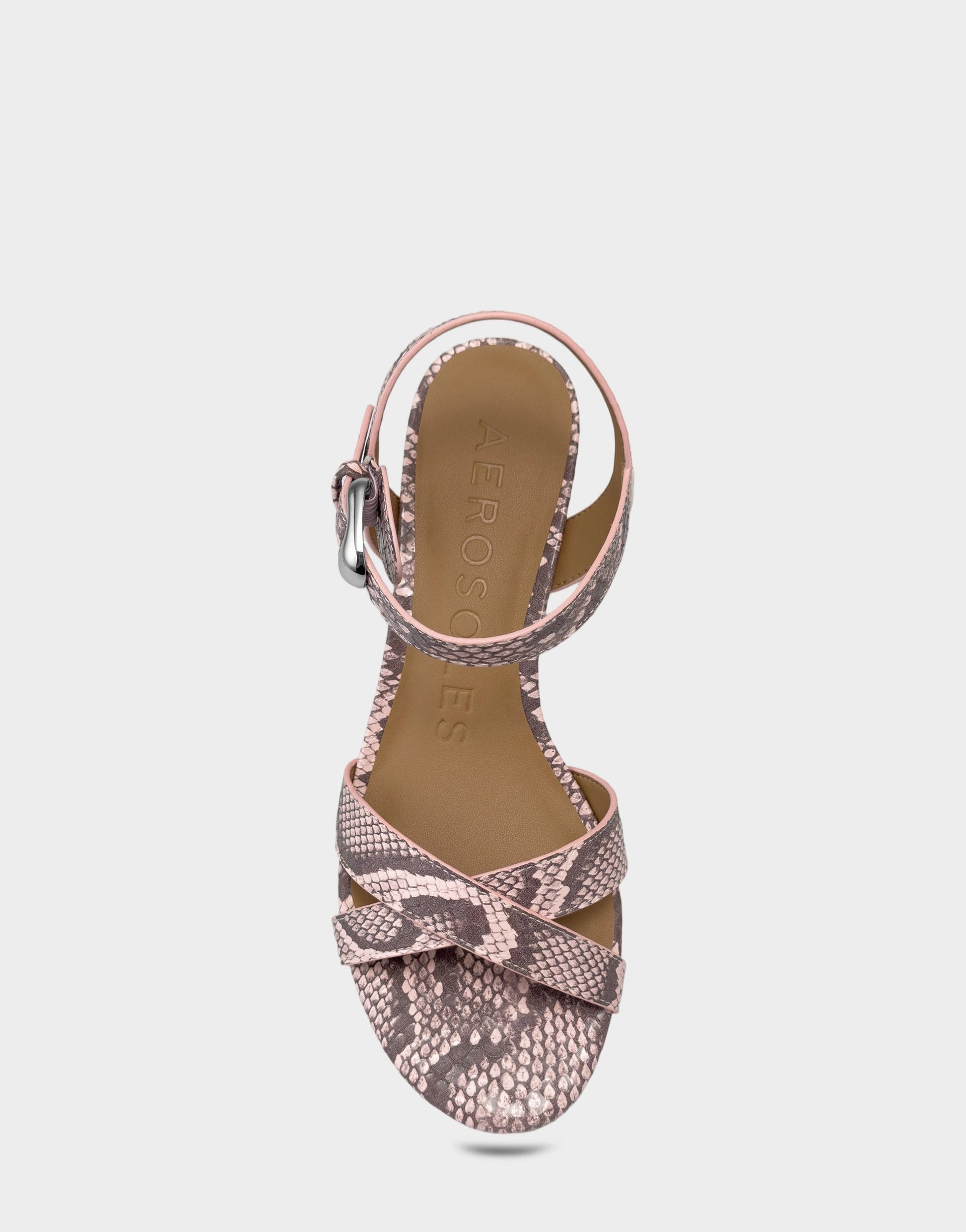 Aerosoles Heeled Sandal in Pink Snake Print