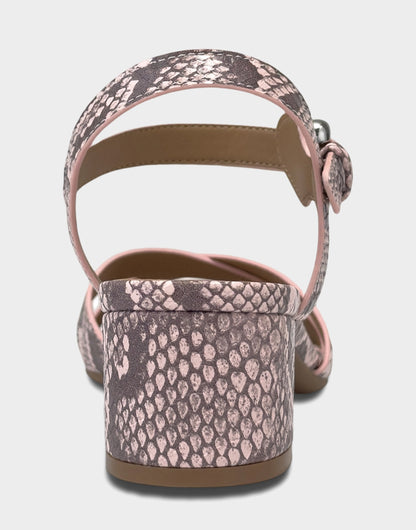 Aerosoles Heeled Sandal in Pink Snake Print
