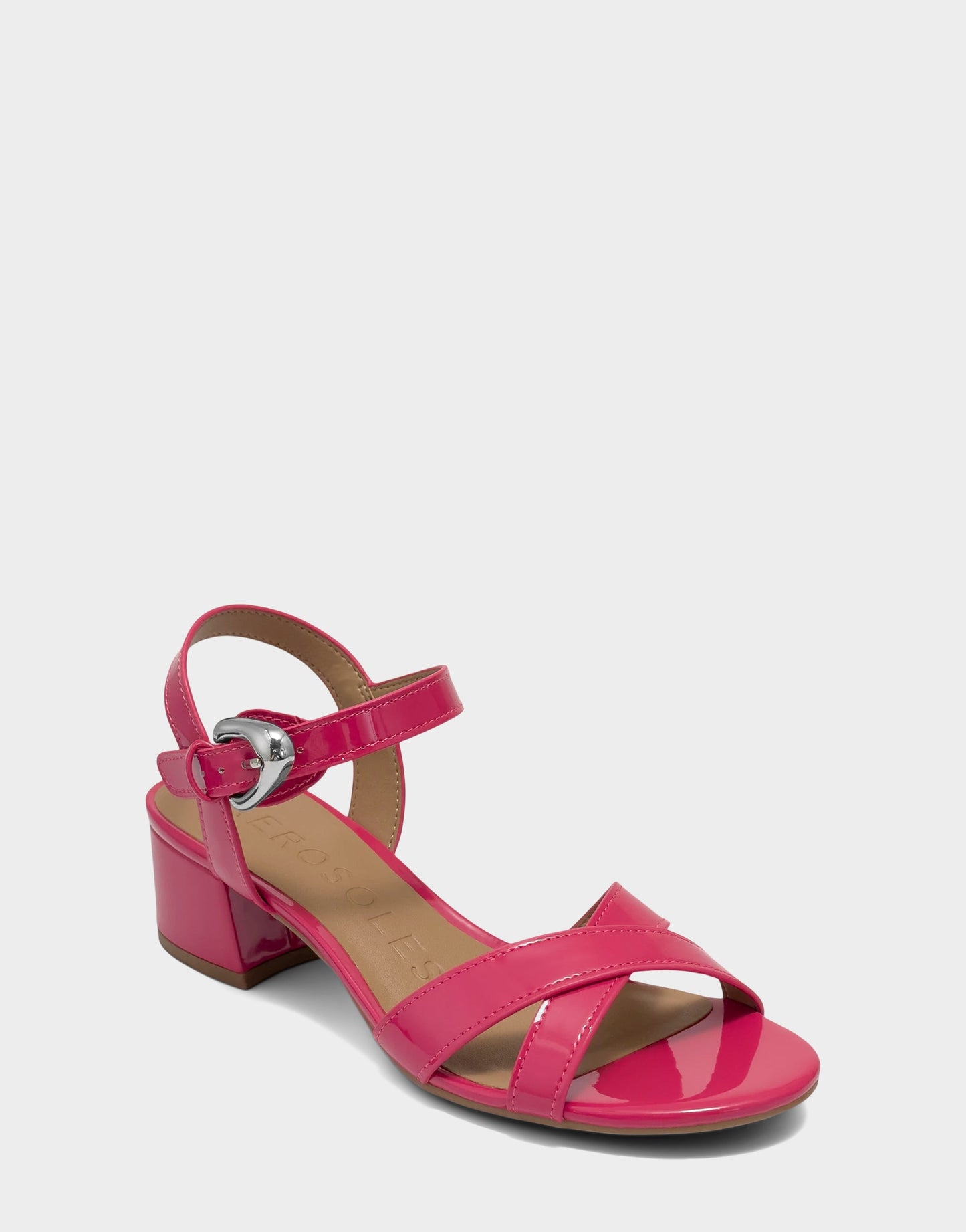 Aerosoles Low Heeled Sandal in Pink Faux Patent