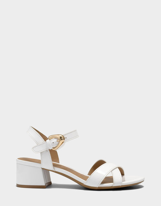 Aerosoles Low Heeled Sandal in White Faux Patent