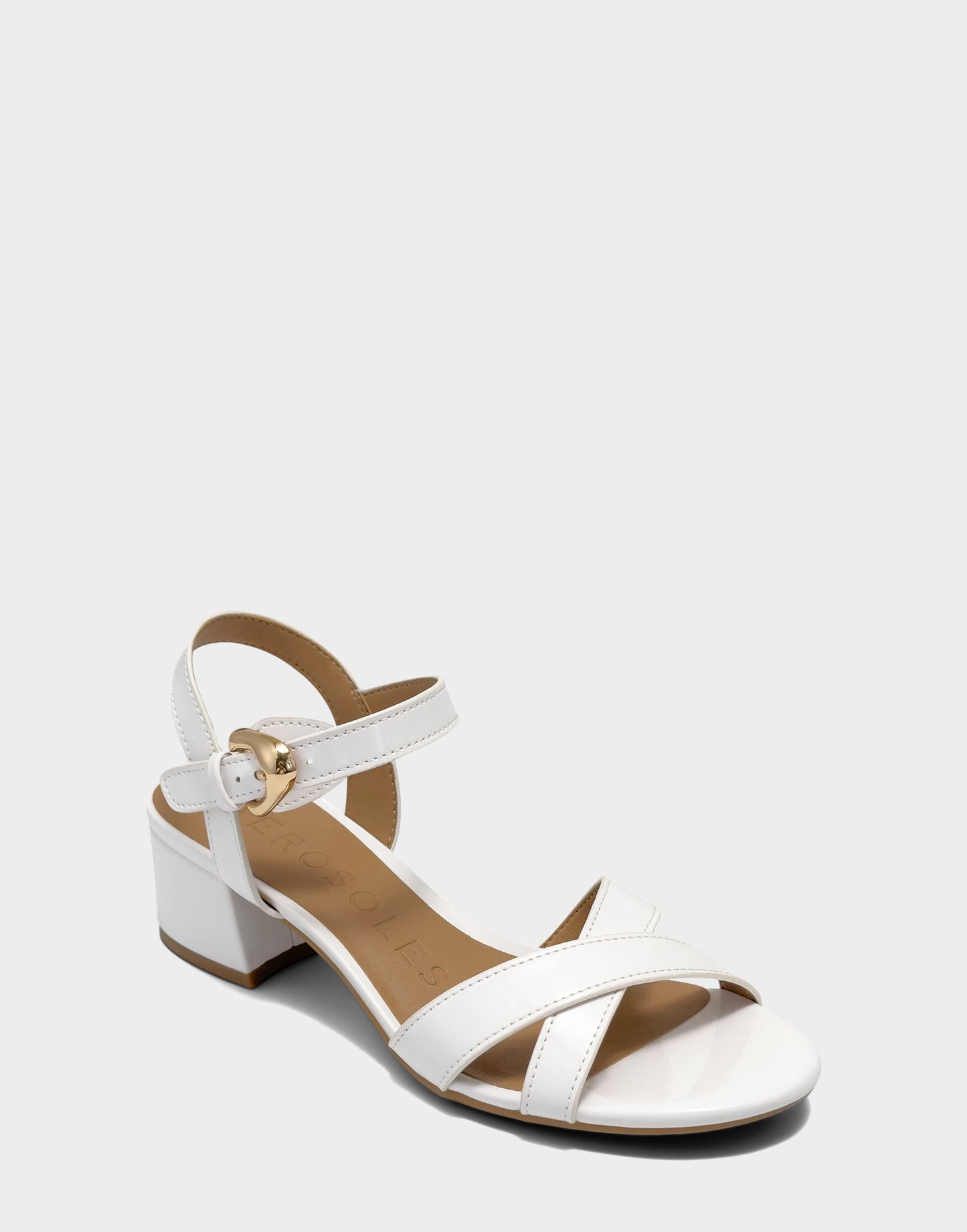 Aerosoles Low Heeled Sandal in White Faux Patent