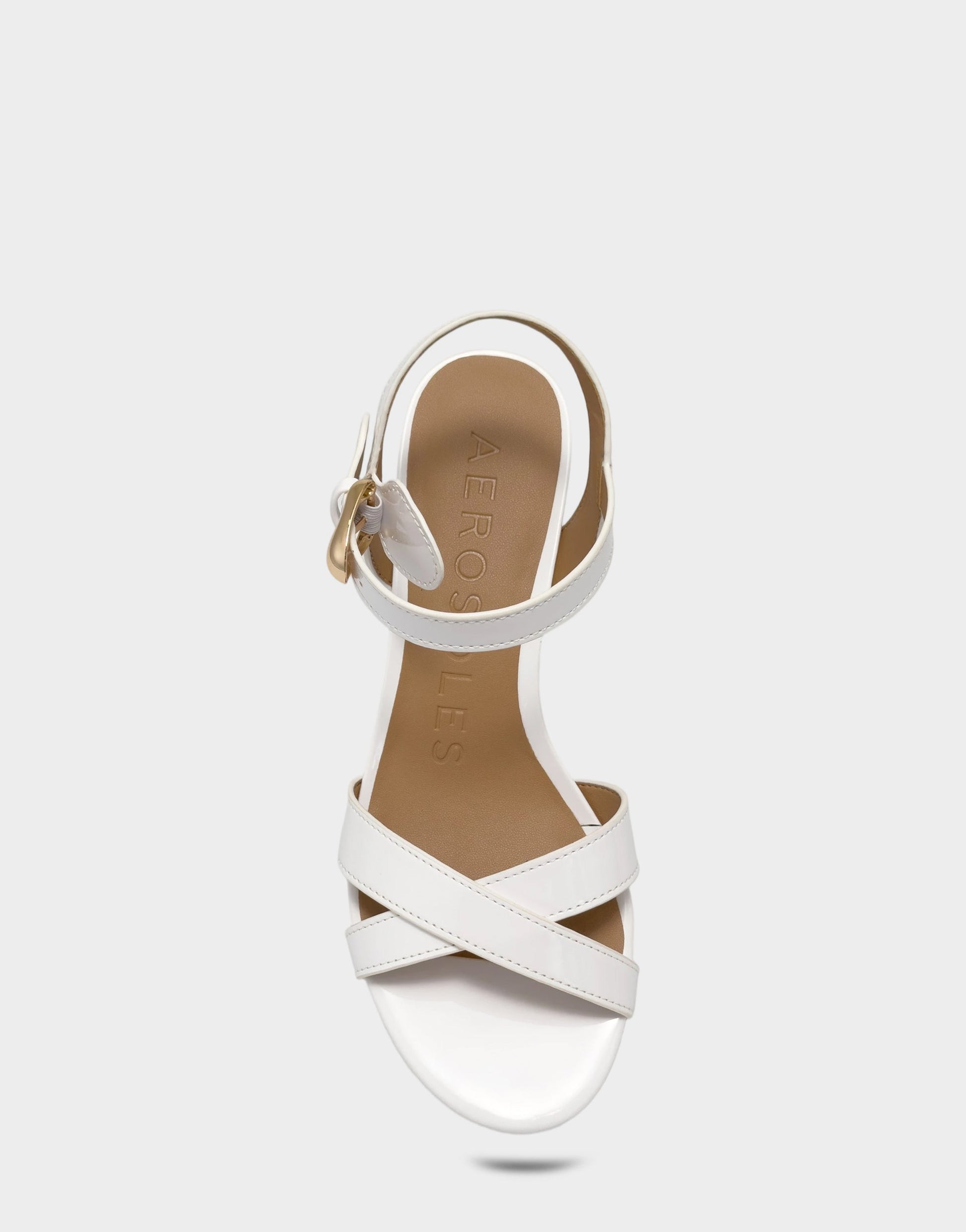 Aerosoles Low Heeled Sandal in White Faux Patent