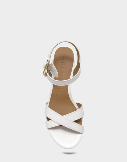 Aerosoles Low Heeled Sandal in White Faux Patent