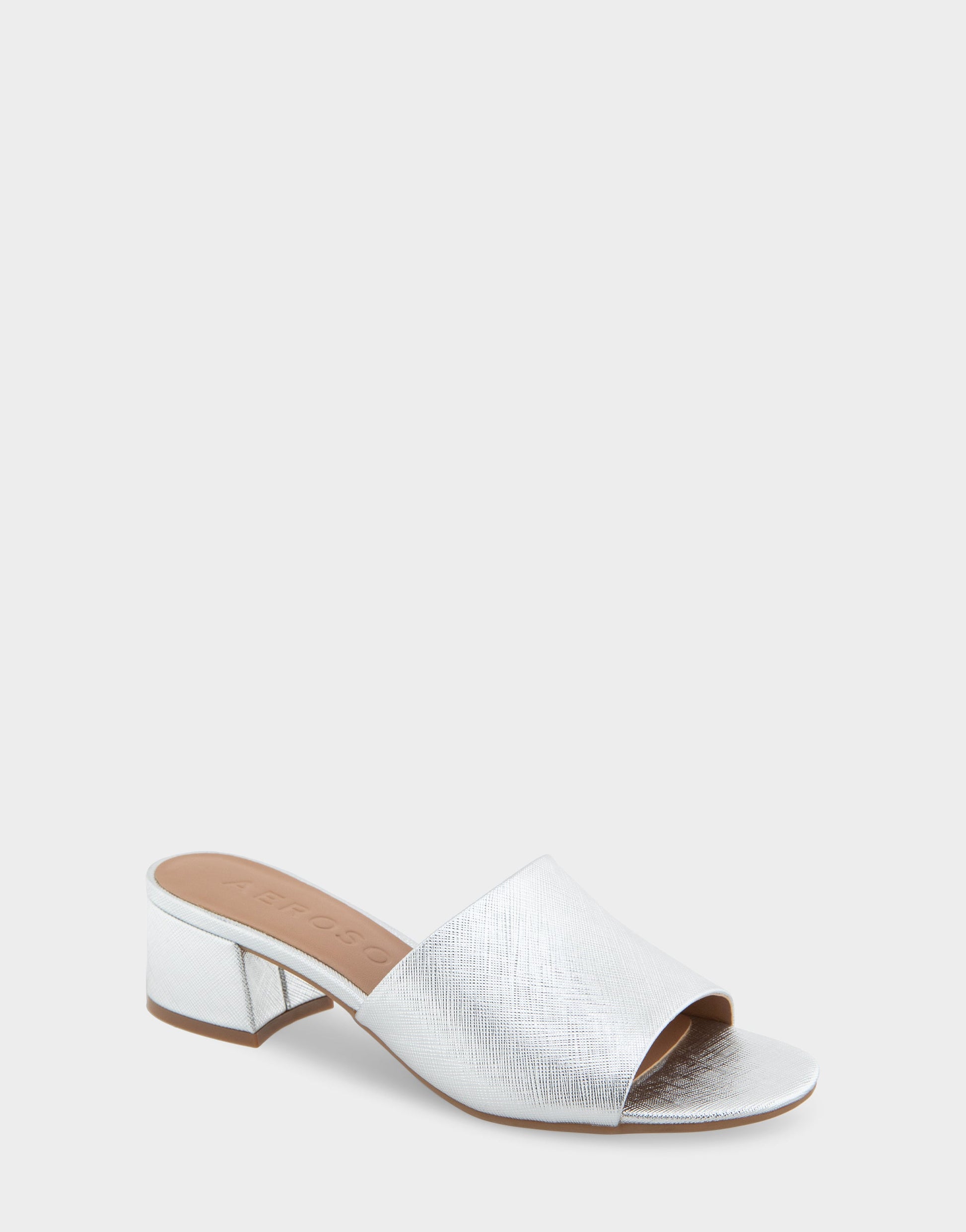 Aerosoles Heeled Sandal in Silver Metallic Textured Faux Leather