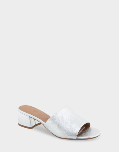 Aerosoles Heeled Sandal in Silver Metallic Textured Faux Leather