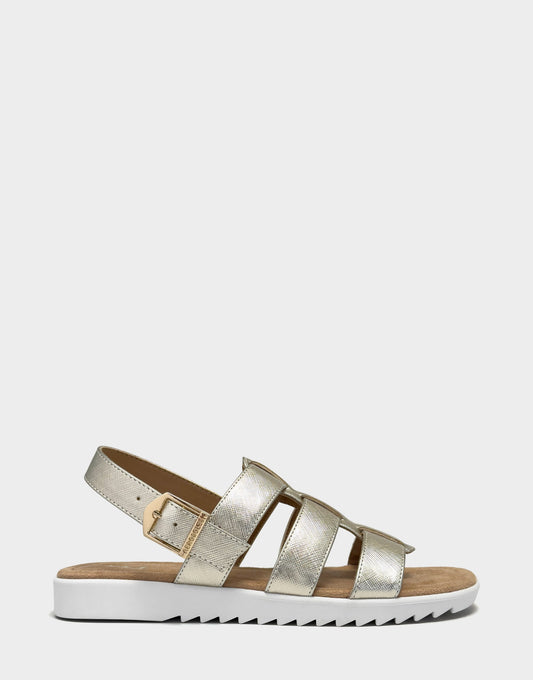 Aerosoles Fisherman Sandal in Gold Metallic Saffiano