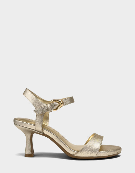 Aerosoles Heeled Sandal in Metallic Faux Saffiano