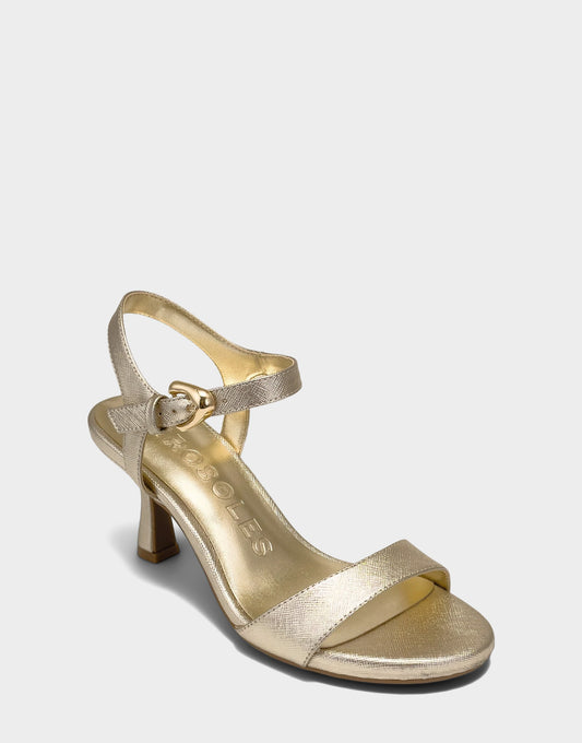 Aerosoles Heeled Sandal in Metallic Faux Saffiano