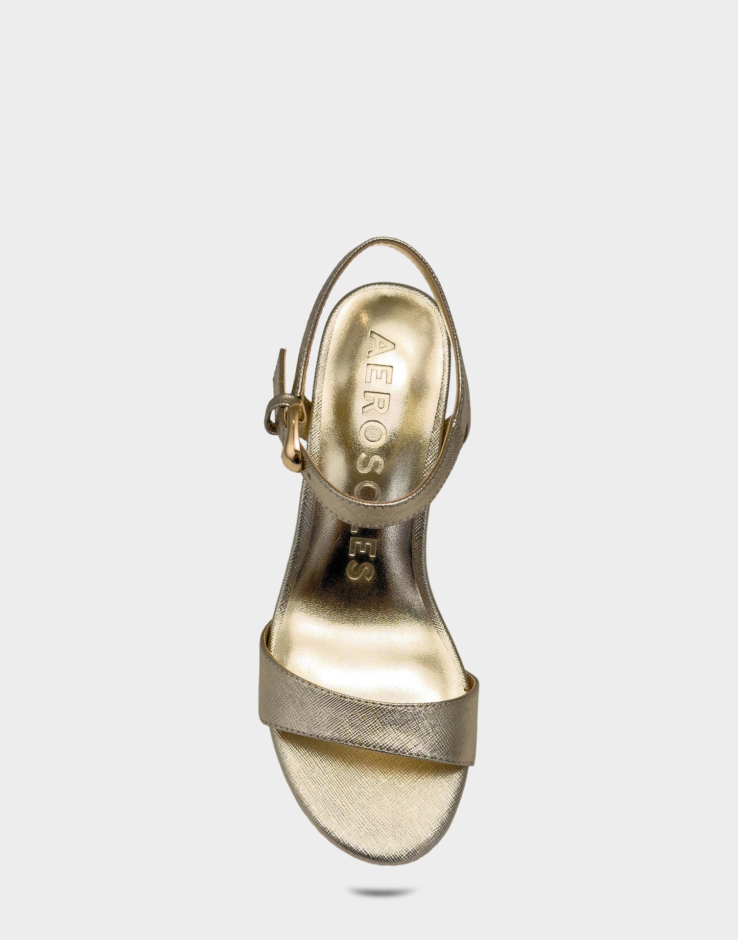 Aerosoles Heeled Sandal in Metallic Faux Saffiano