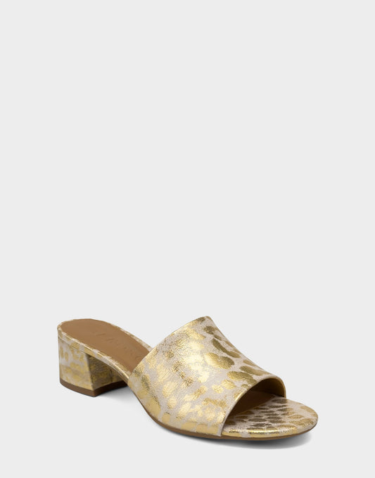 Aerosoles Heeled Sandal in Gold Metallic Leopard