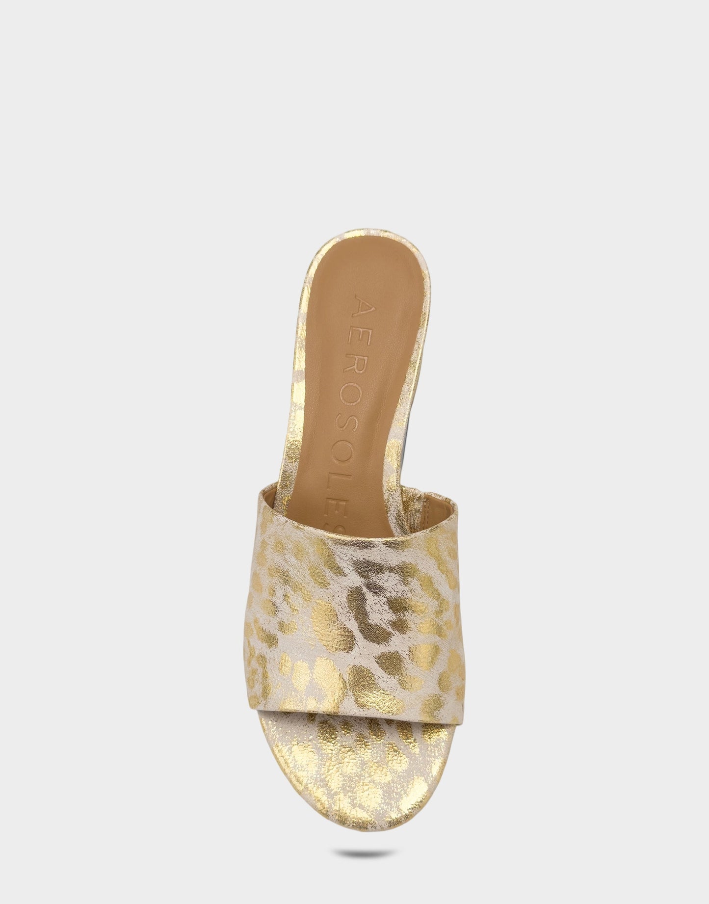 Aerosoles Heeled Sandal in Gold Metallic Leopard