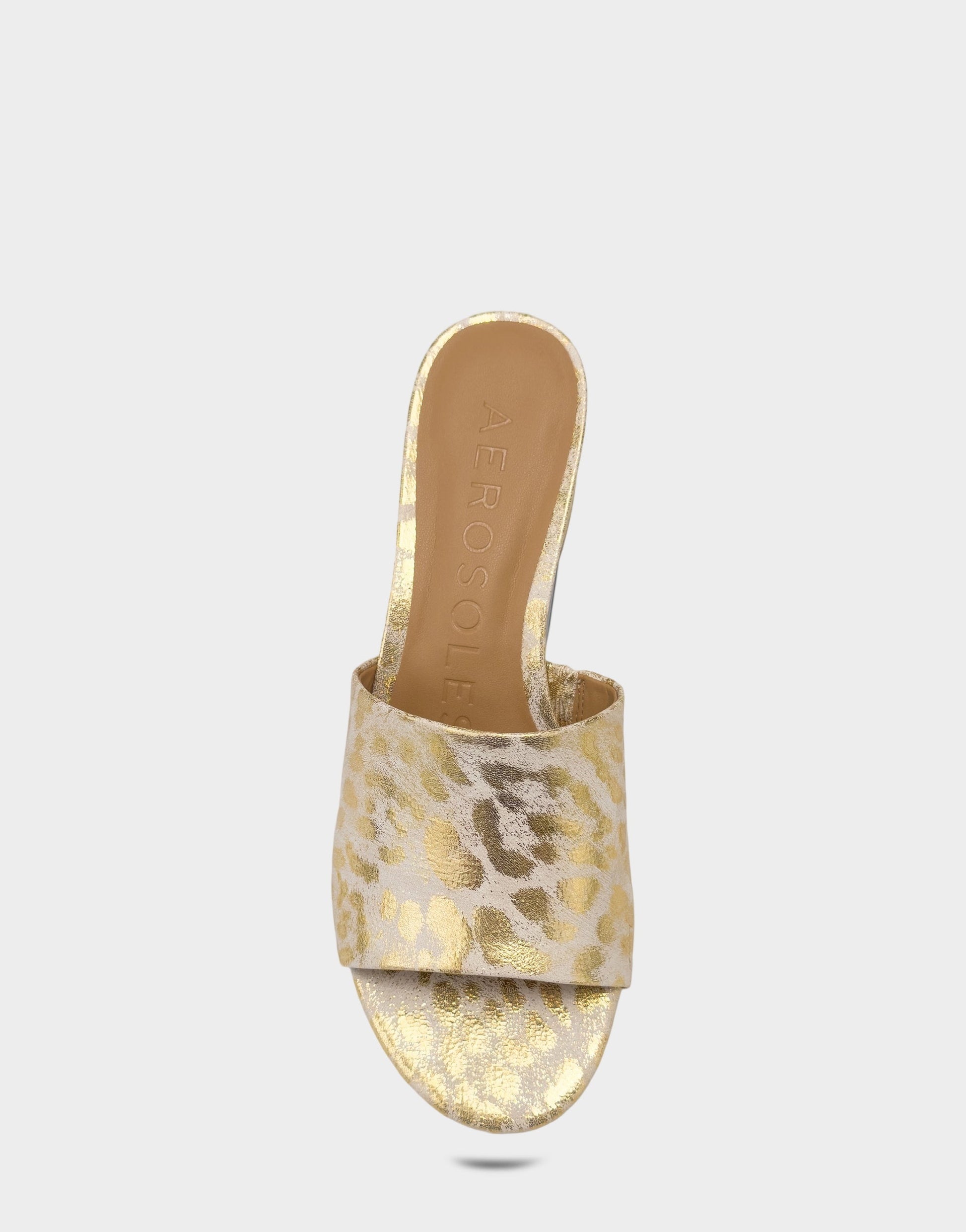 Aerosoles Heeled Sandal in Gold Metallic Leopard