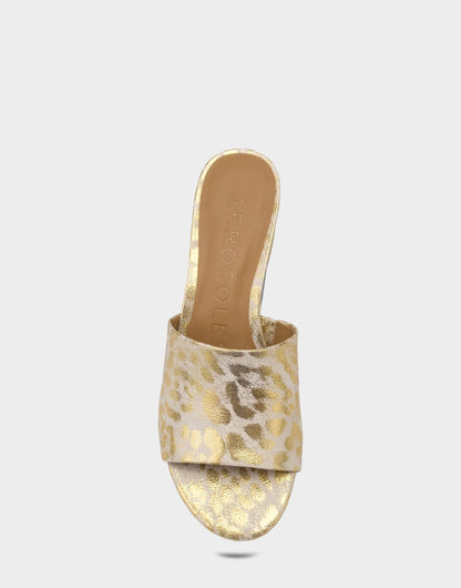 Aerosoles Heeled Sandal in Gold Metallic Leopard