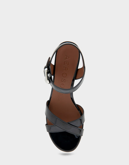 Aerosoles Dress Sandals in Black Patent