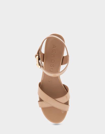 Aerosoles Dress Sandals in Beige Bisque Patent