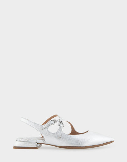 Aerosoles Slingback Flats in Silver Metallic Textured