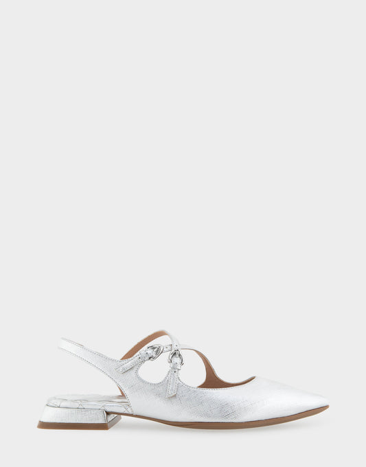 Aerosoles Slingback Flats in Silver Metallic Textured