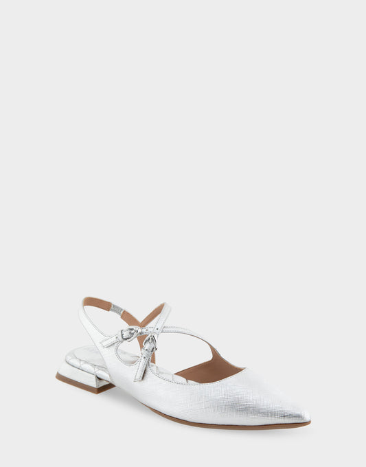 Aerosoles Slingback Flats in Silver Metallic Textured
