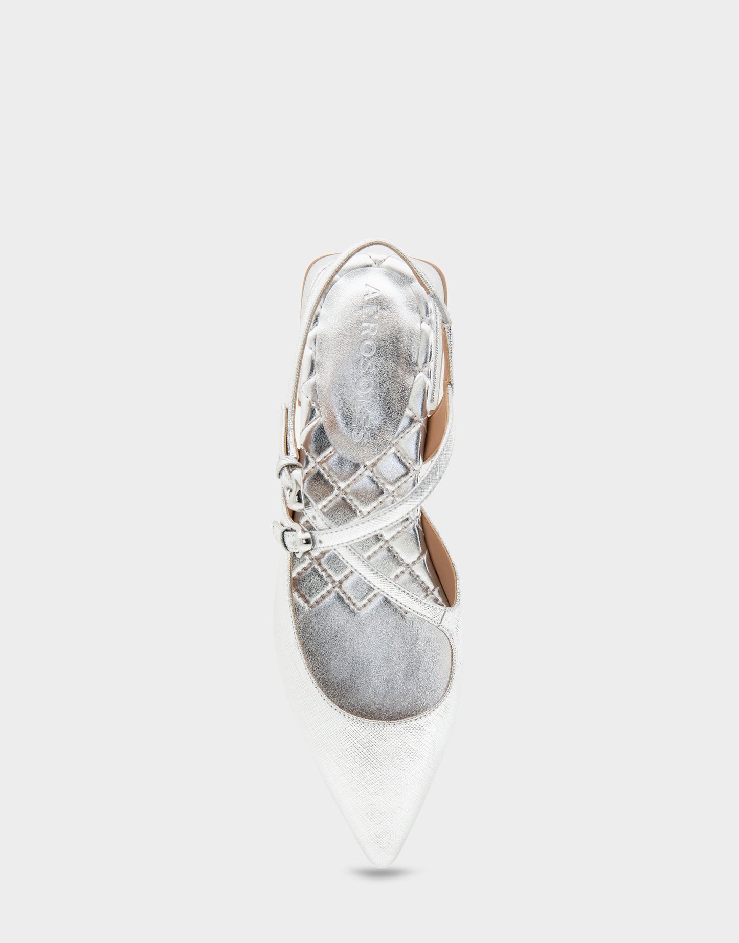 Aerosoles Slingback Flats in Silver Metallic Textured