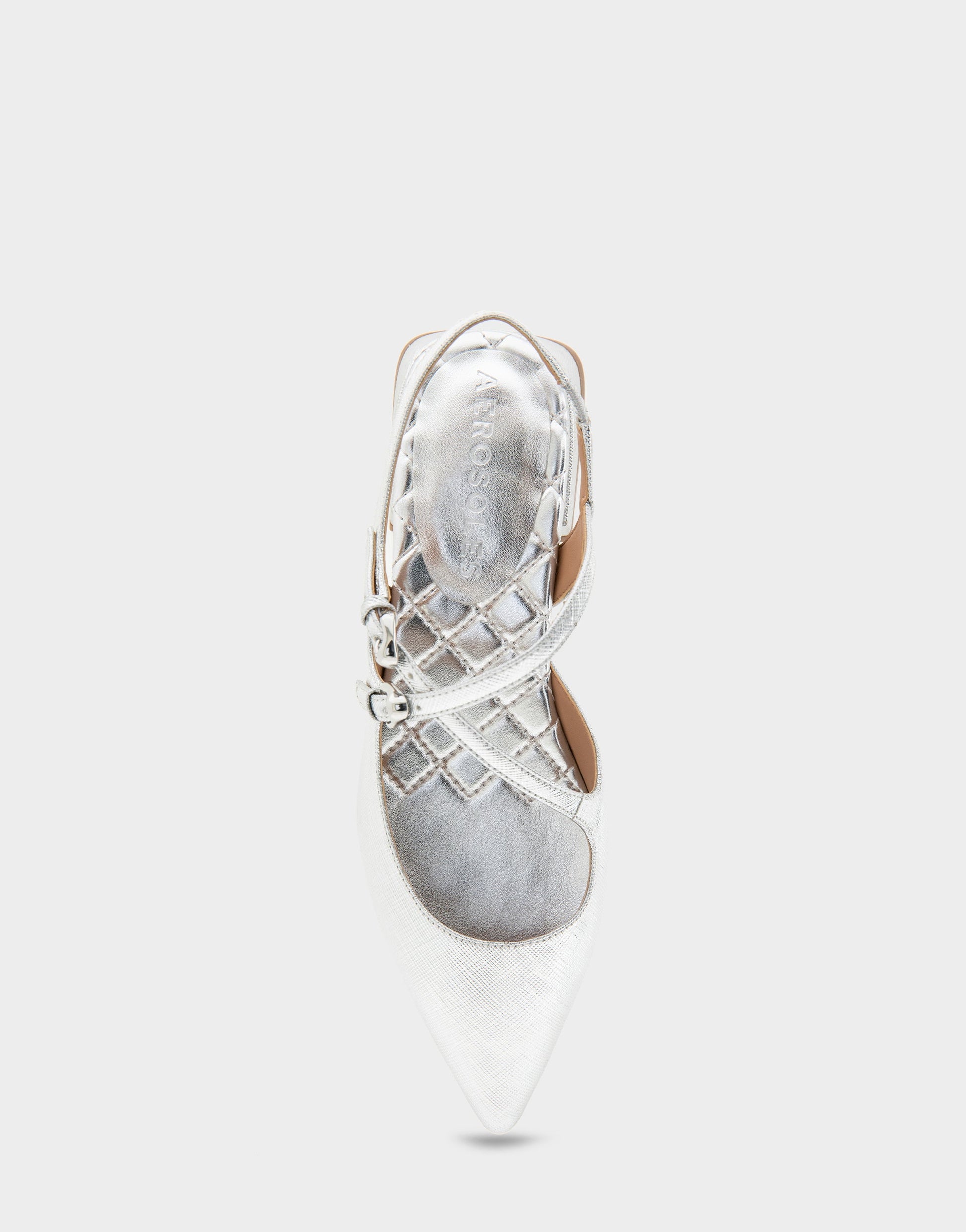 Aerosoles Slingback Flats in Silver Metallic Textured