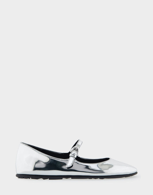 Aerosoles Mary Jane Flat in Silver Mirror Metallic